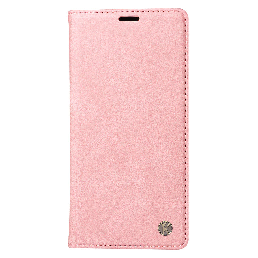 YIKATU YK-004 For iPhone 16 Plus Leather Cover Skin-Touch Wallet Phone Cases Wholesale - Pink