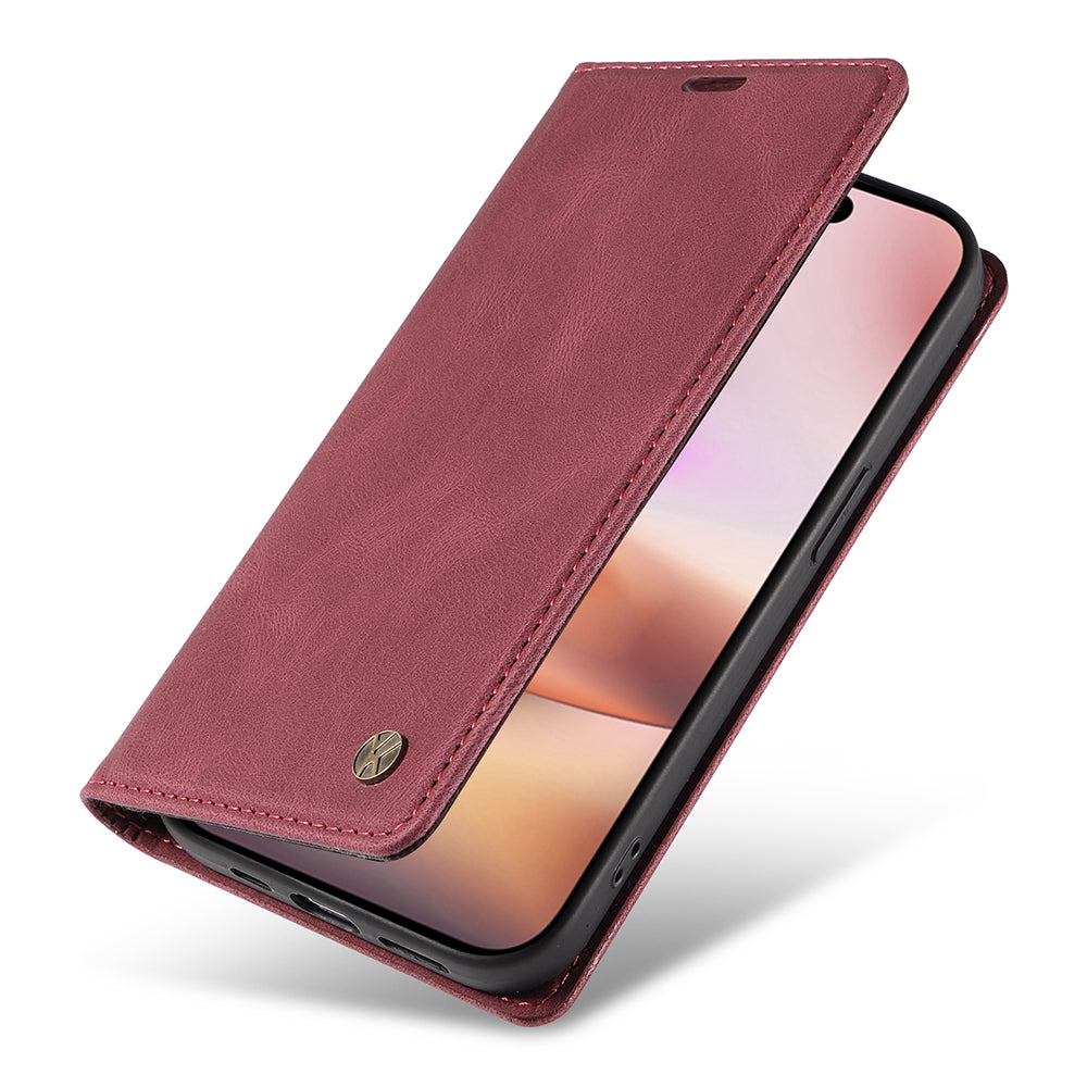 YIKATU YK-004 For iPhone 16 Plus Leather Cover Skin-Touch Wallet Phone Cases Wholesale - Wine Red