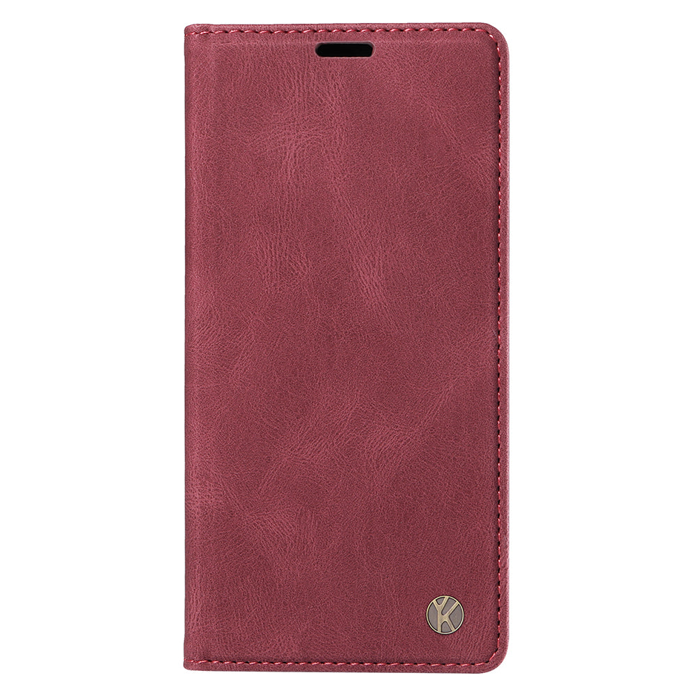 YIKATU YK-004 For iPhone 16 Plus Leather Cover Skin-Touch Wallet Phone Cases Wholesale - Wine Red