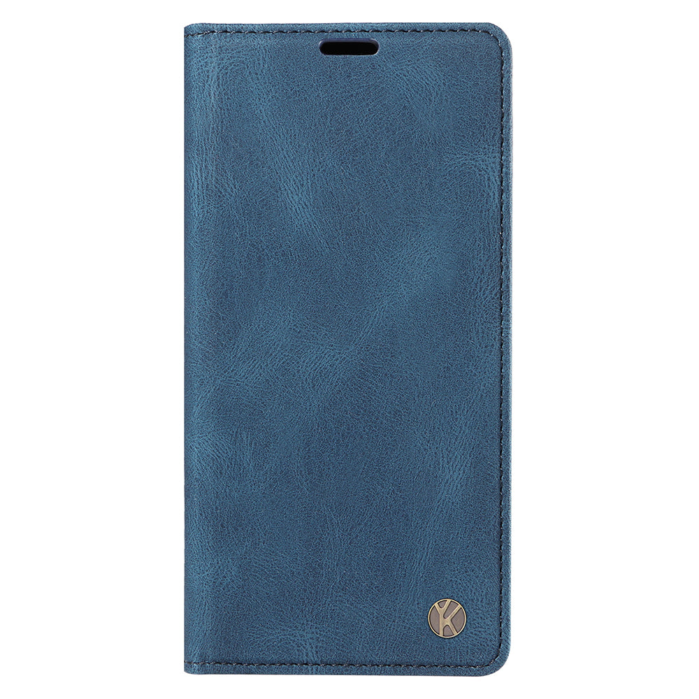 YIKATU YK-004 For iPhone 16 Plus Leather Cover Skin-Touch Wallet Phone Cases Wholesale - Blue