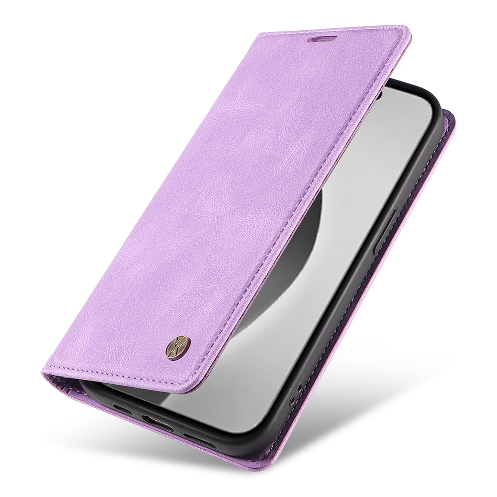 YIKATU YK-004 For iPhone 16 Pro Max Case Skin Feel Leather Wallet Phone Cover Strong Magnetic - Purple