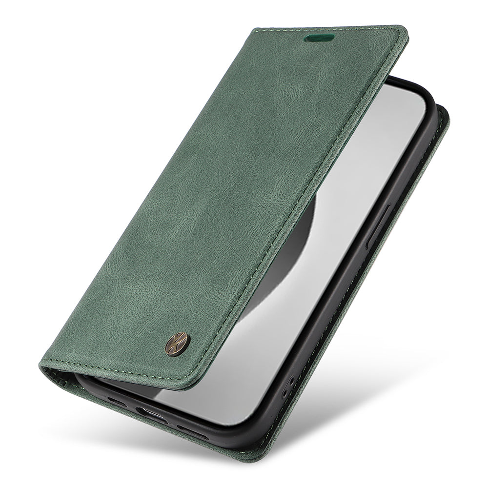 YIKATU YK-004 For iPhone 16 Pro Max Case Skin Feel Leather Wallet Phone Cover Strong Magnetic - Green