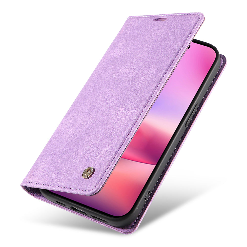 YIKATU YK-004 For iPhone 16 Case Magnetic Closing Wallet Phone Leather Cover - Purple