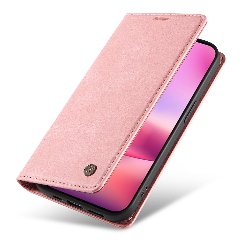 YIKATU YK-004 For iPhone 16 Case Magnetic Closing Wallet Phone Leather Cover - Pink