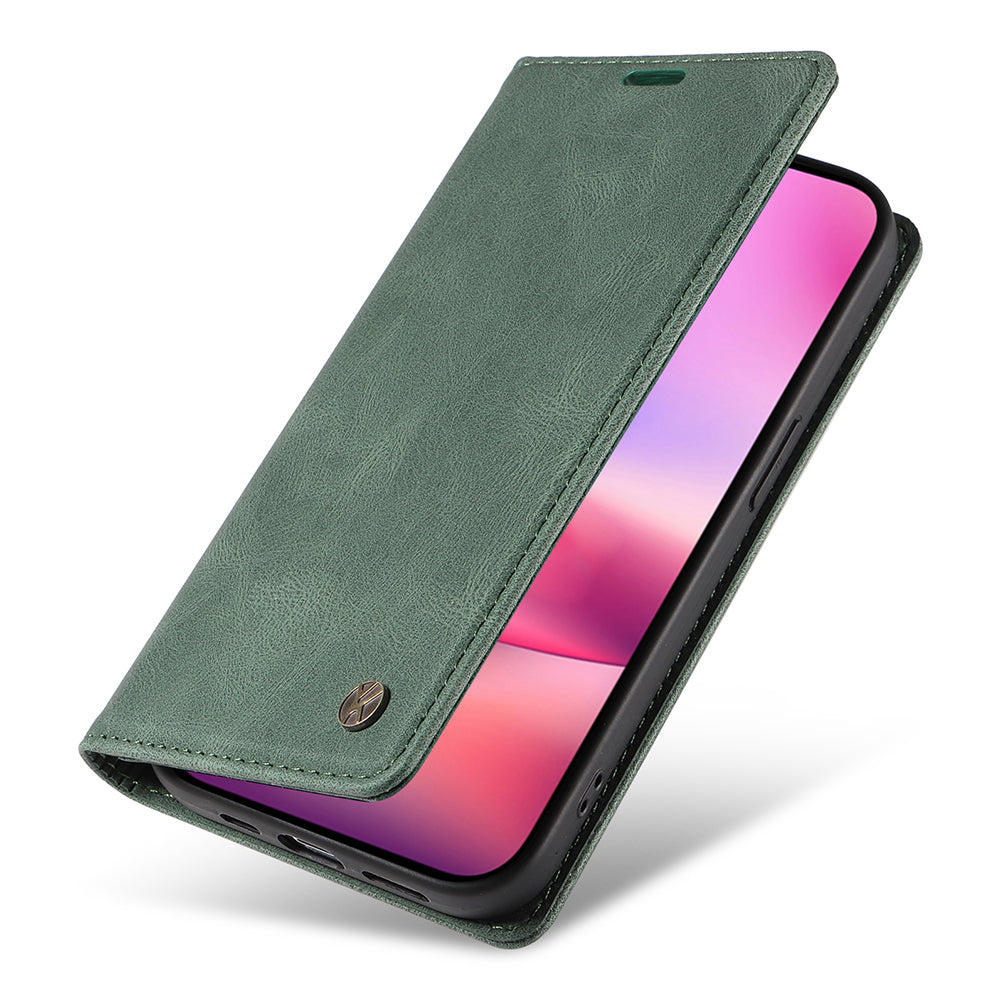 YIKATU YK-004 For iPhone 16 Case Magnetic Closing Wallet Phone Leather Cover - Green