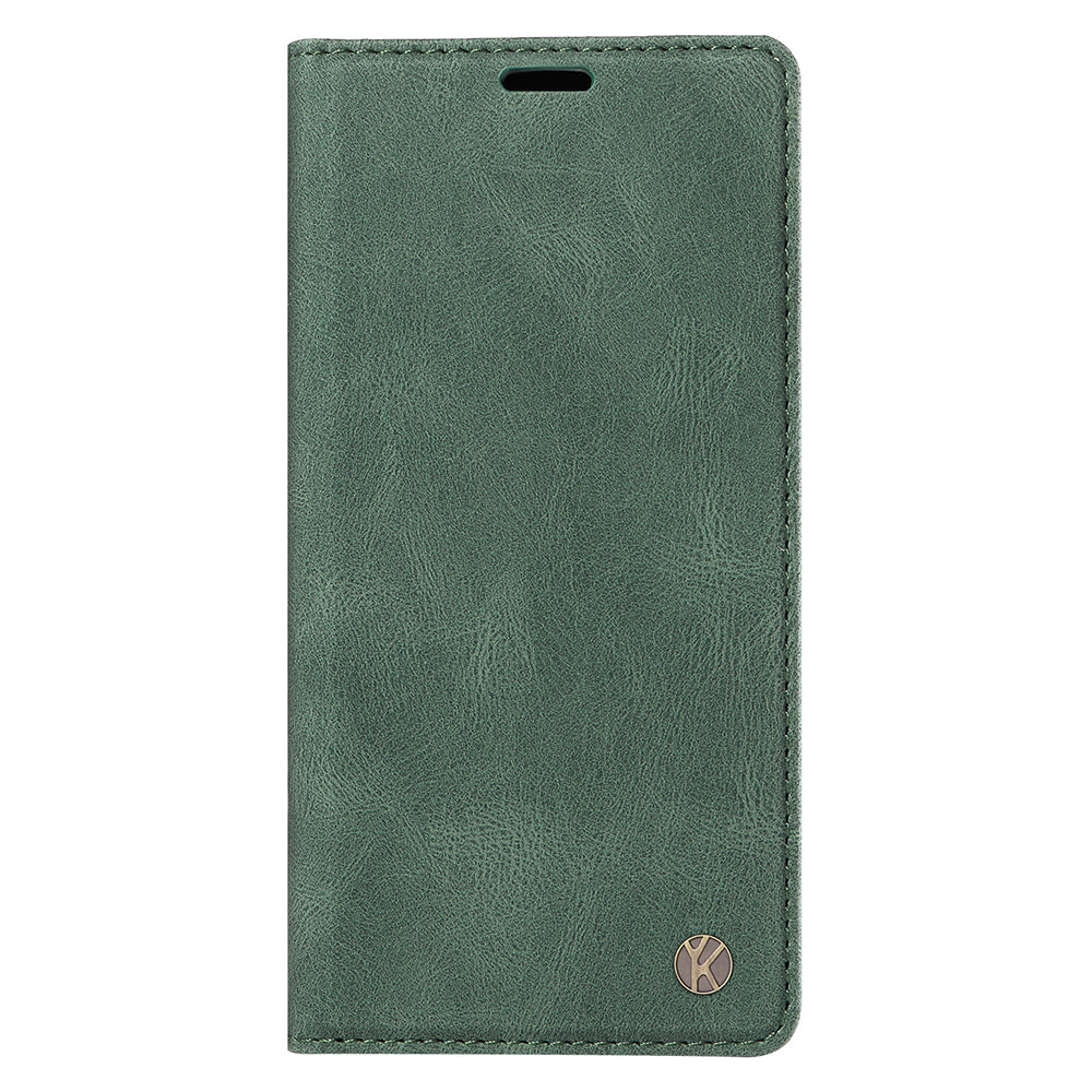 YIKATU YK-004 For iPhone 16 Case Magnetic Closing Wallet Phone Leather Cover - Green