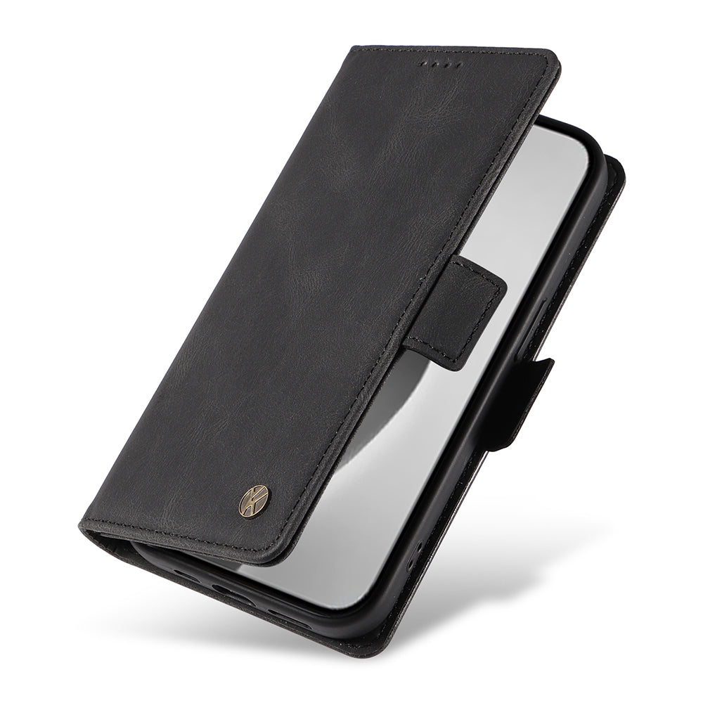 YIKATU YK-005 For iPhone 16 Pro Max Case Leather Phone Cover with Side Magnetic Clasp - Black