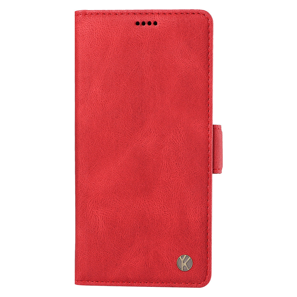 YIKATU YK-005 For iPhone 16 Pro Max Case Leather Phone Cover with Side Magnetic Clasp - Red