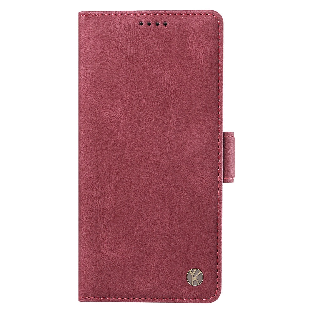 YIKATU YK-005 For iPhone 16 Pro Max Case Leather Phone Cover with Side Magnetic Clasp - Wine Red