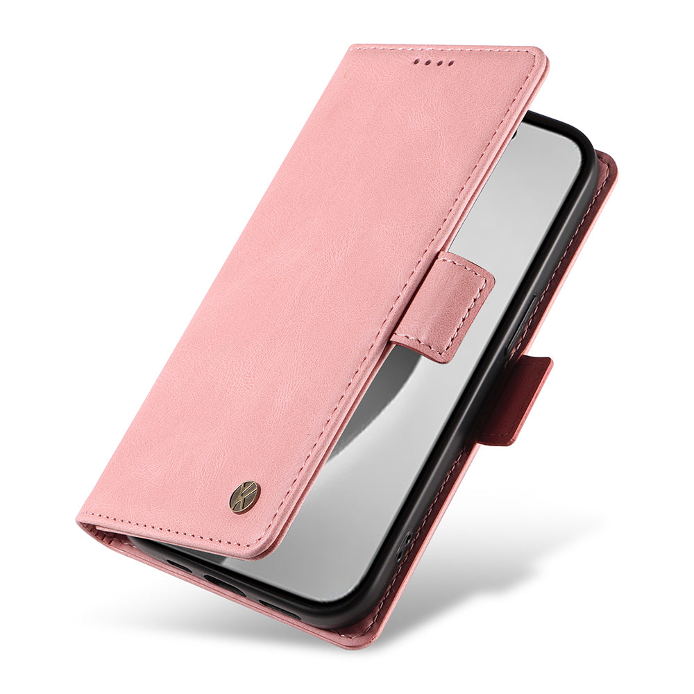 YIKATU YK-005 For iPhone 16 Pro Max Case Leather Phone Cover with Side Magnetic Clasp - Pink