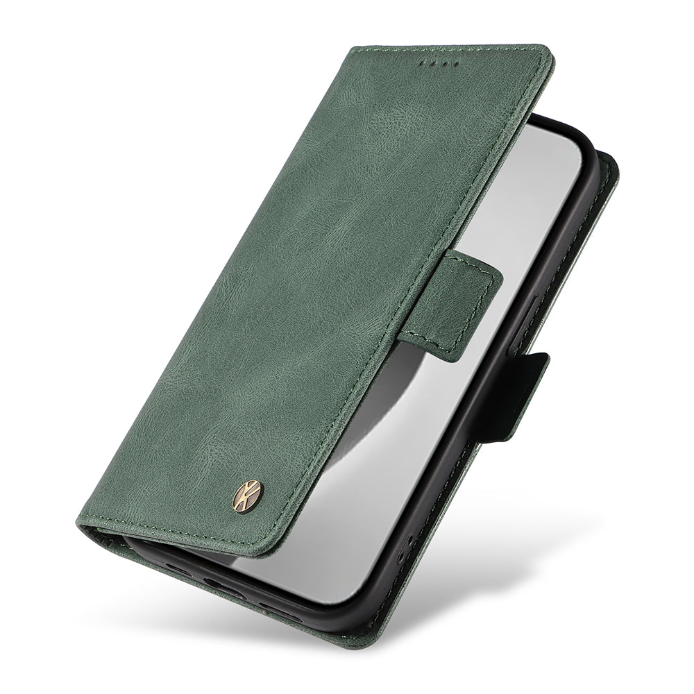 YIKATU YK-005 For iPhone 16 Pro Max Case Leather Phone Cover with Side Magnetic Clasp - Green