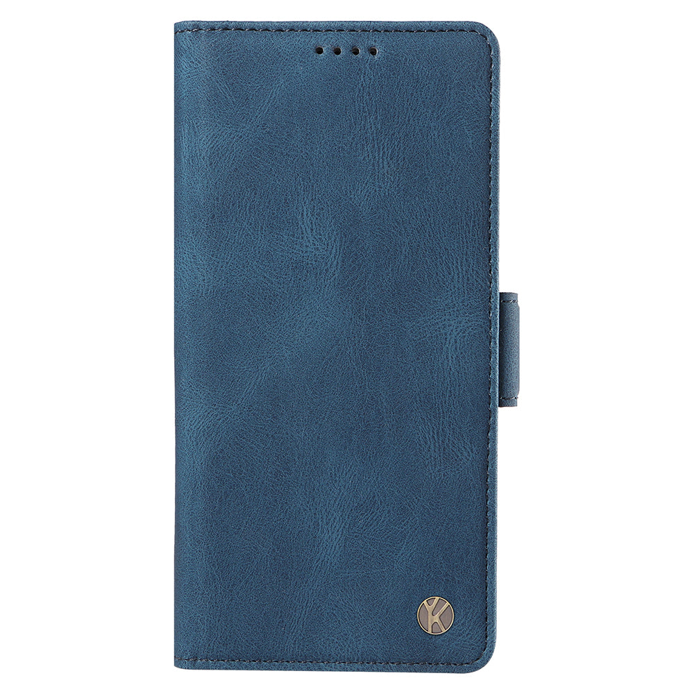 YIKATU YK-005 For iPhone 16 Pro Max Case Leather Phone Cover with Side Magnetic Clasp - Blue