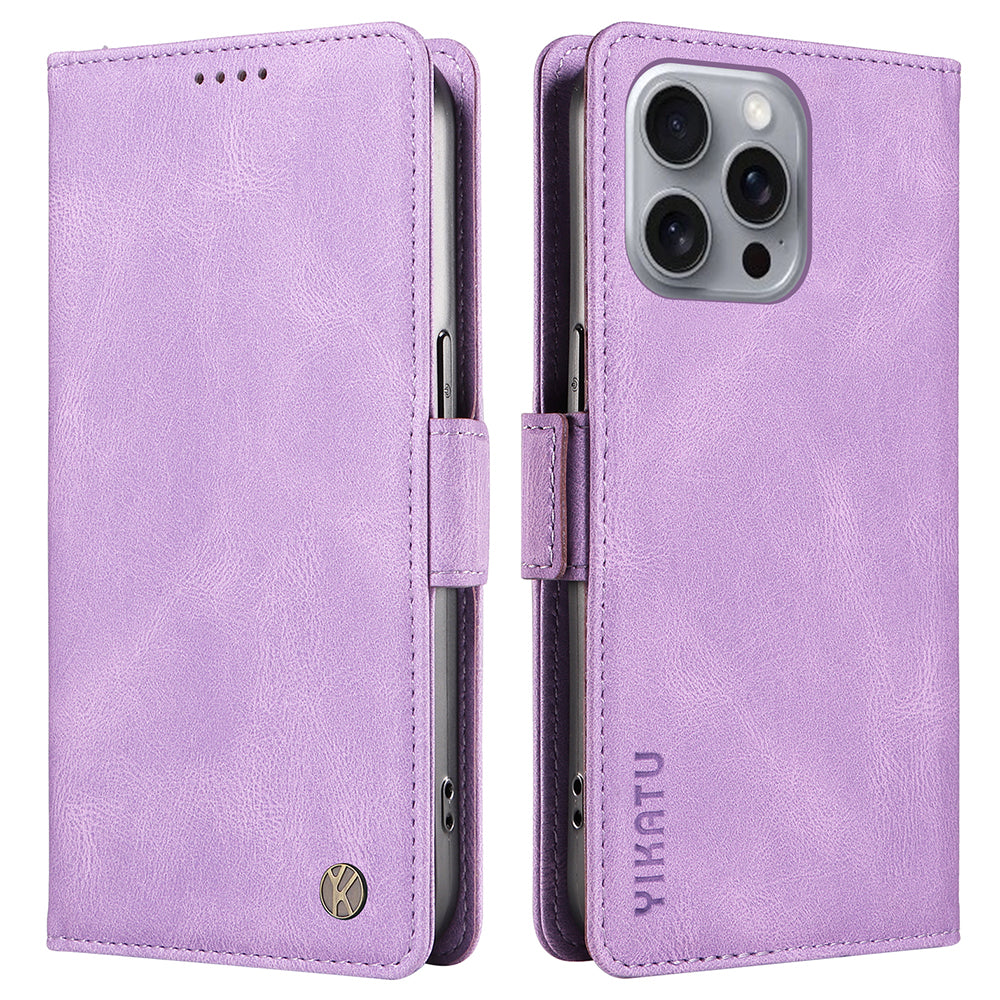 YIKATU YK-005 For iPhone 16 Pro Max Case Leather Phone Cover with Side Magnetic Clasp - Purple