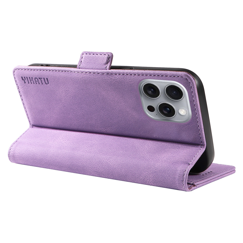 YIKATU YK-005 For iPhone 16 Pro Max Case Leather Phone Cover with Side Magnetic Clasp - Purple