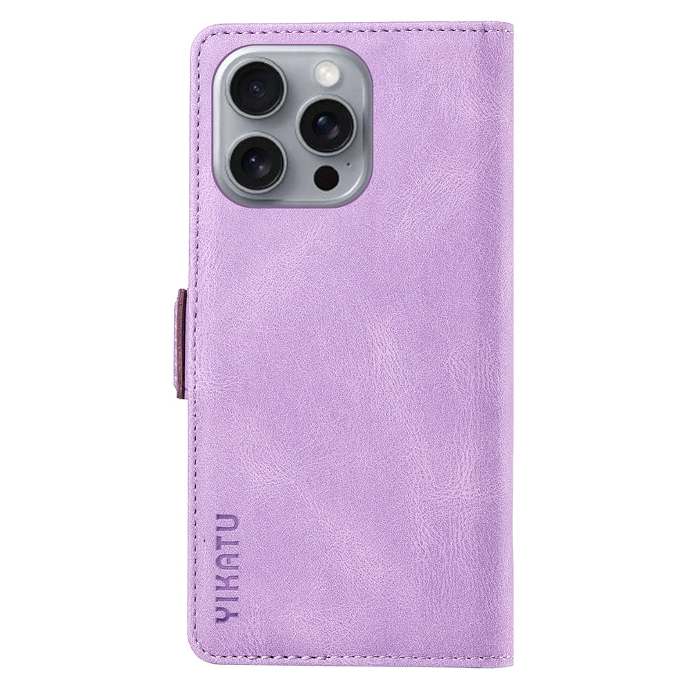 YIKATU YK-005 For iPhone 16 Pro Max Case Leather Phone Cover with Side Magnetic Clasp - Purple