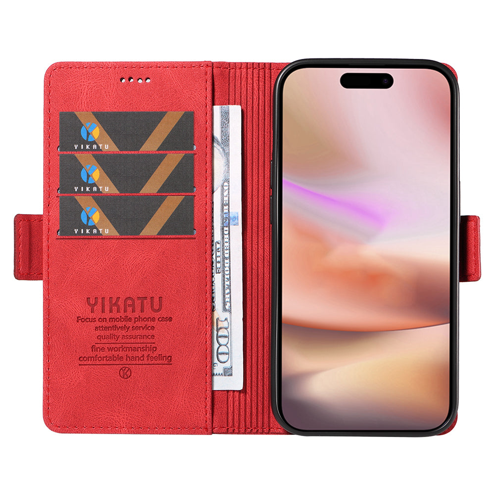 YIKATU YK-005 For iPhone 16 Plus Case Wallet Leather Phone Cover - Red