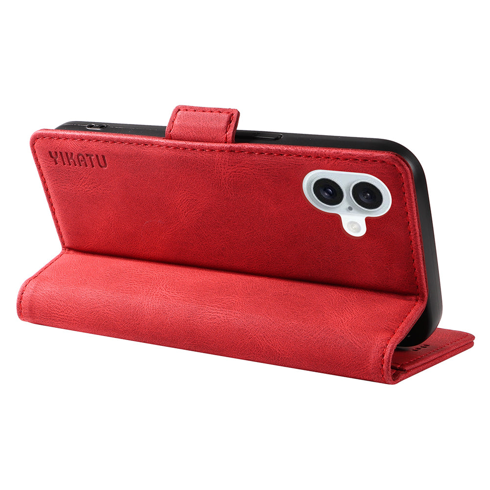 YIKATU YK-005 For iPhone 16 Plus Case Wallet Leather Phone Cover - Red