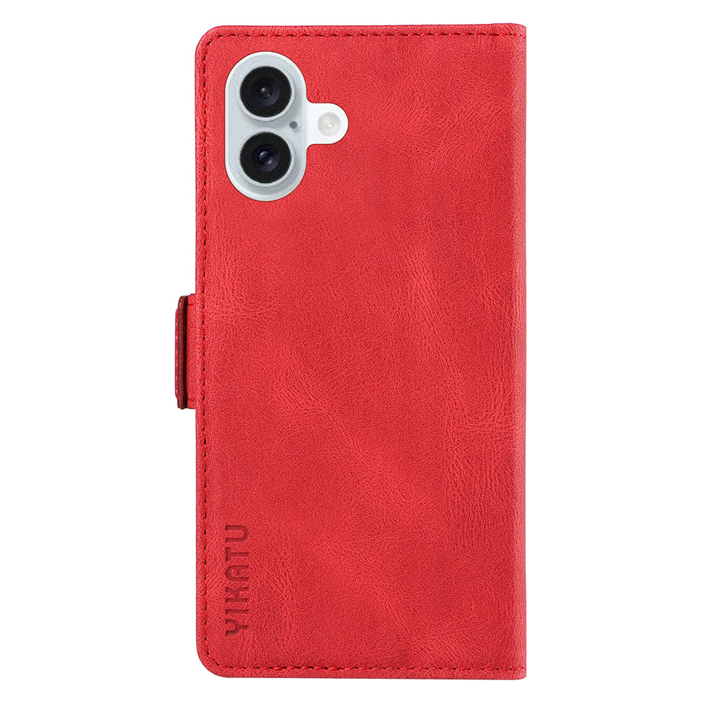 YIKATU YK-005 For iPhone 16 Plus Case Wallet Leather Phone Cover - Red