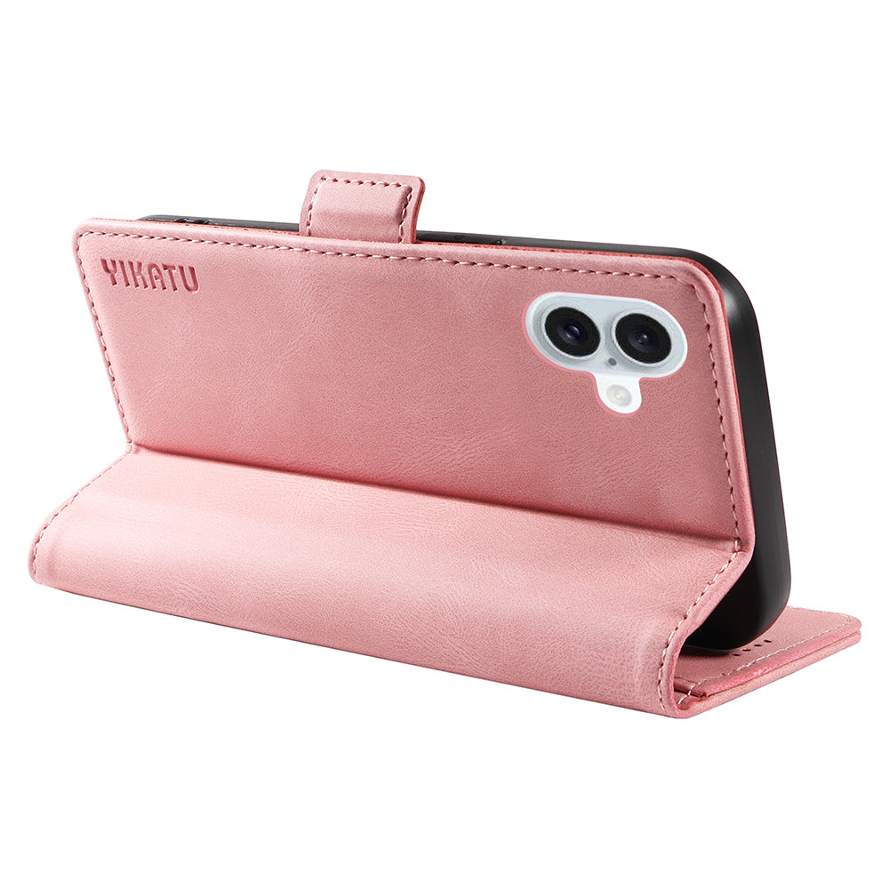 YIKATU YK-005 For iPhone 16 Plus Case Wallet Leather Phone Cover - Pink