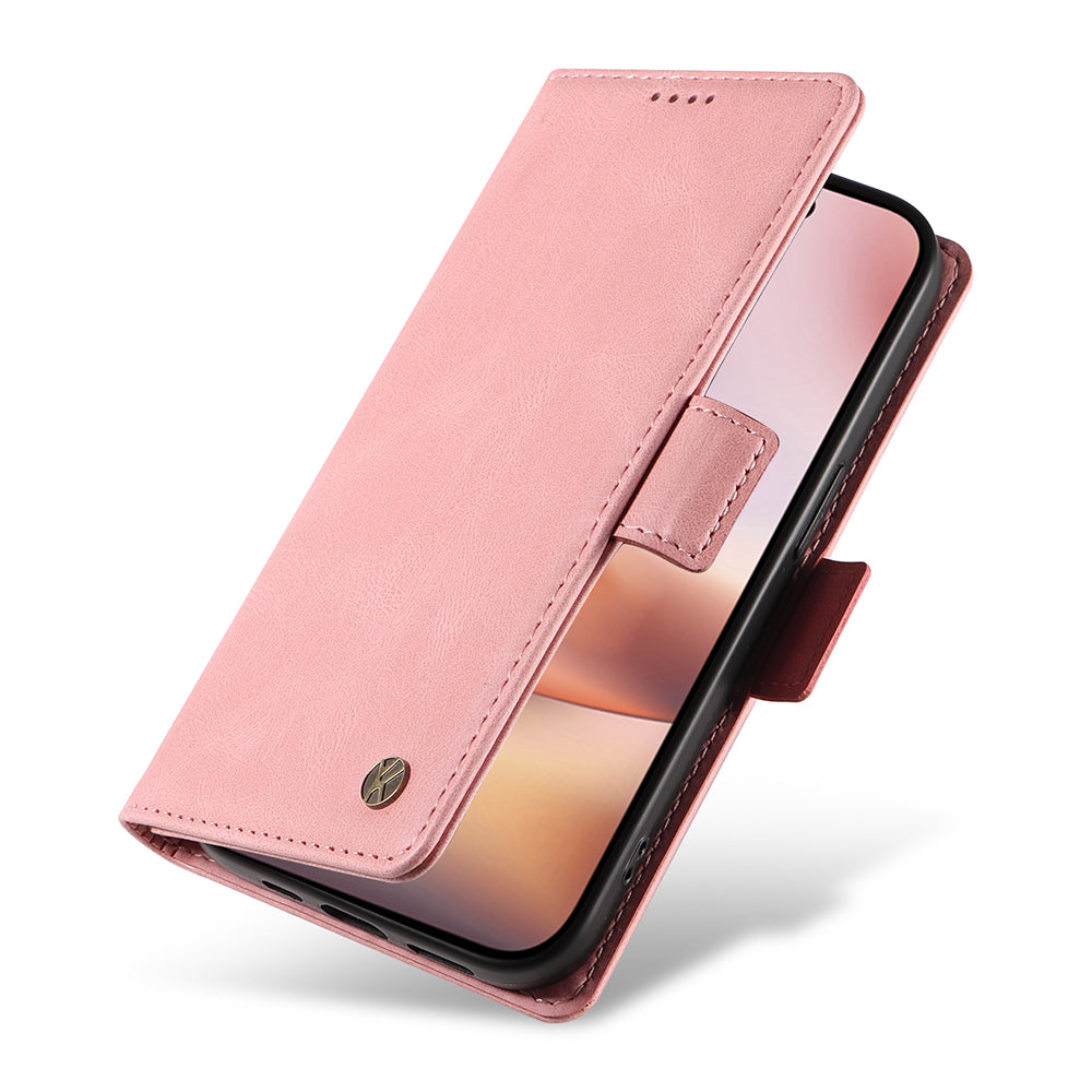 YIKATU YK-005 For iPhone 16 Plus Case Wallet Leather Phone Cover - Pink