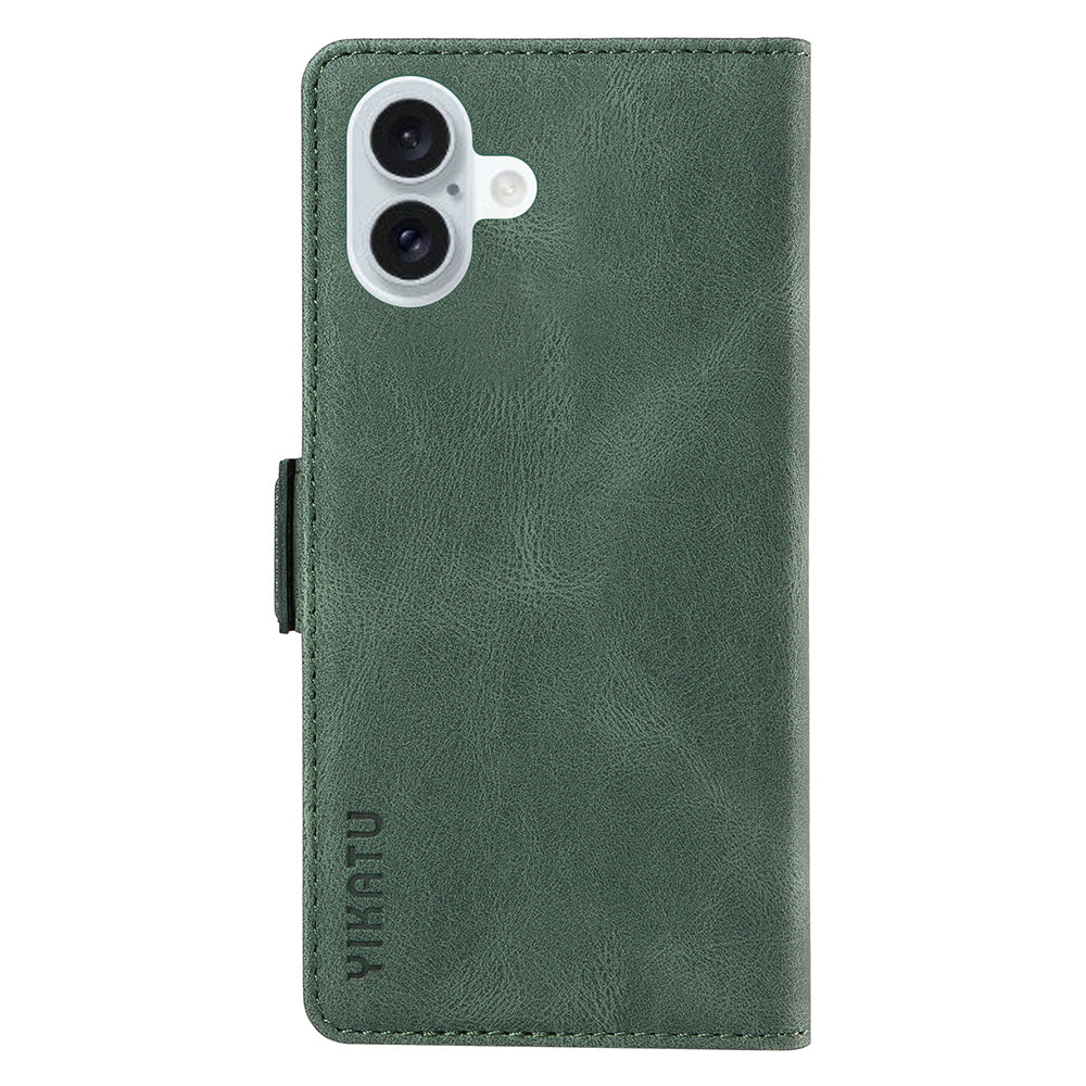 YIKATU YK-005 For iPhone 16 Plus Case Wallet Leather Phone Cover - Green