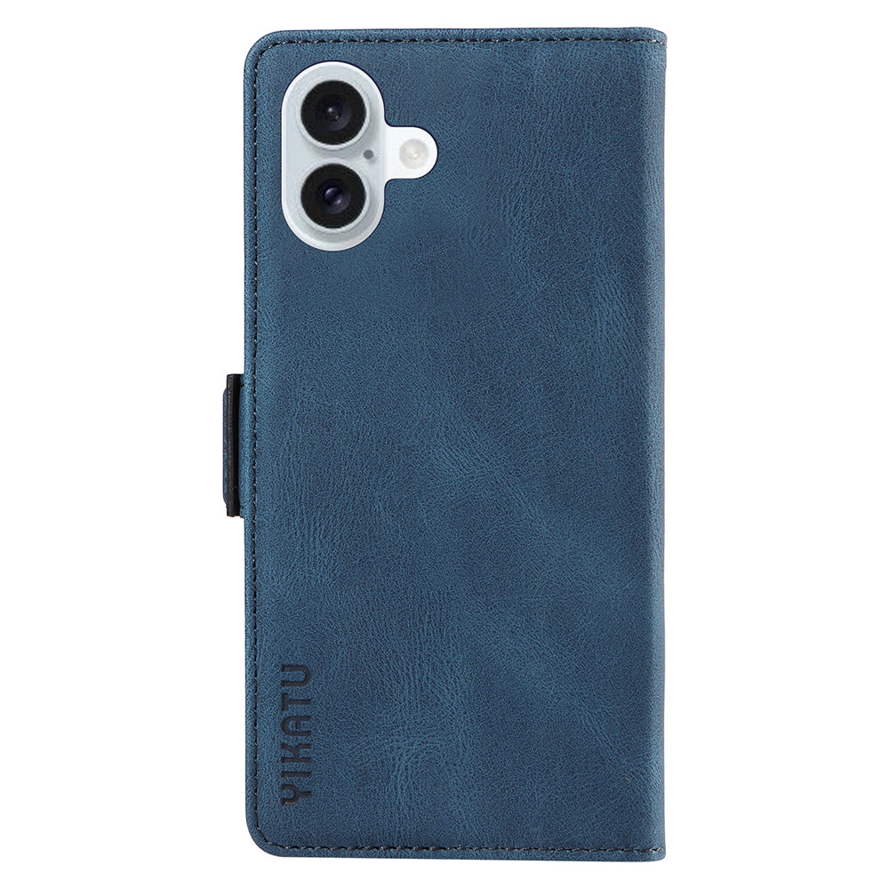 YIKATU YK-005 For iPhone 16 Plus Case Wallet Leather Phone Cover - Blue