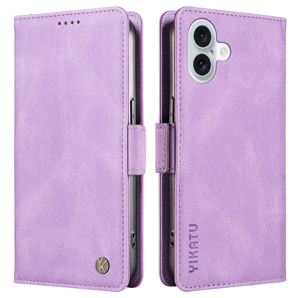 YIKATU YK-005 For iPhone 16 Plus Case Wallet Leather Phone Cover - Purple