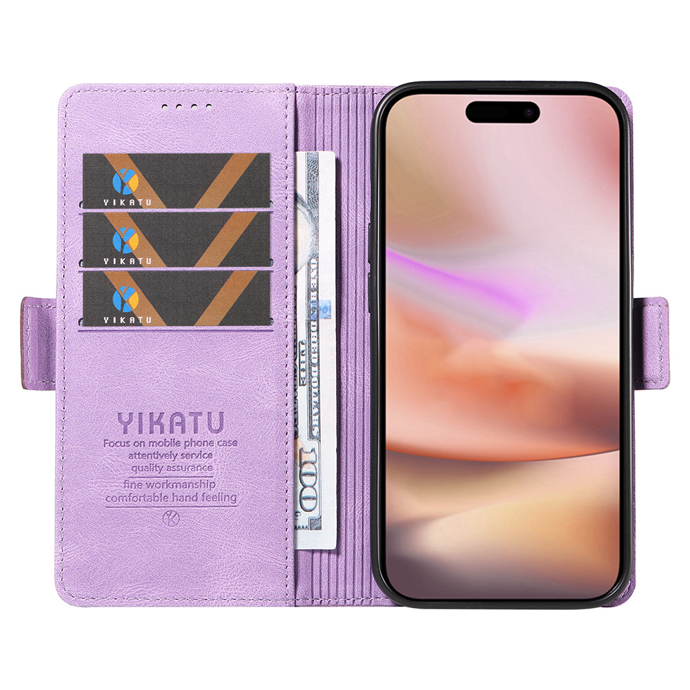 YIKATU YK-005 For iPhone 16 Plus Case Wallet Leather Phone Cover - Purple