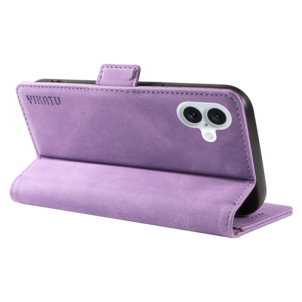 YIKATU YK-005 For iPhone 16 Plus Case Wallet Leather Phone Cover - Purple