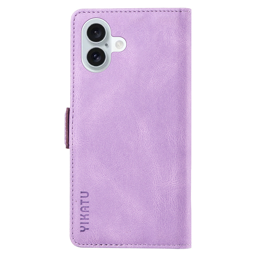 YIKATU YK-005 For iPhone 16 Plus Case Wallet Leather Phone Cover - Purple