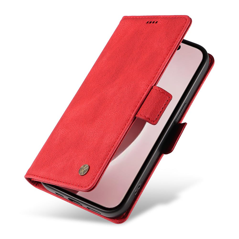 YIKATU YK-005 For iPhone 16 Pro Case Skin-Touch Leather Wallet Phone Cover - Red