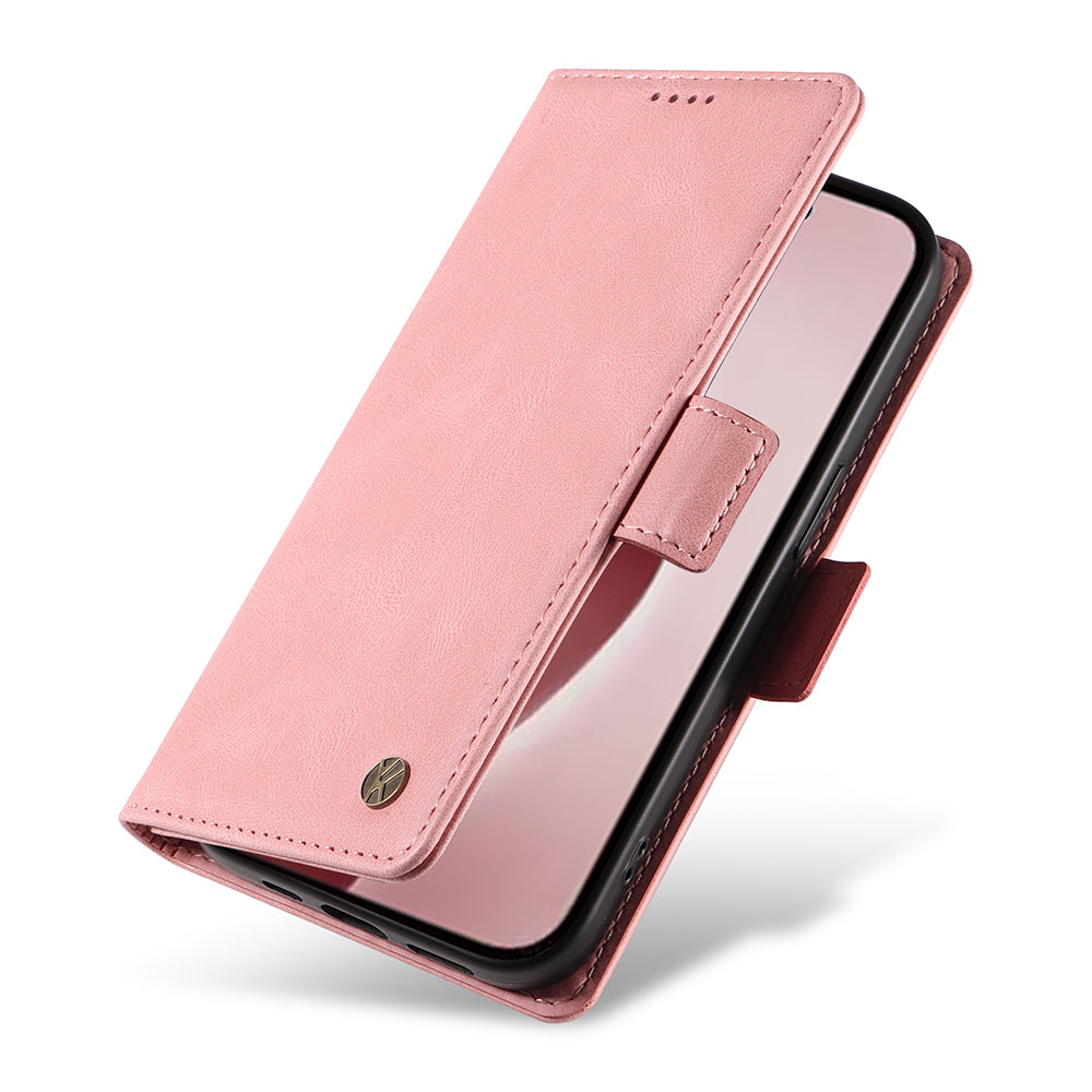 YIKATU YK-005 For iPhone 16 Pro Case Skin-Touch Leather Wallet Phone Cover - Pink