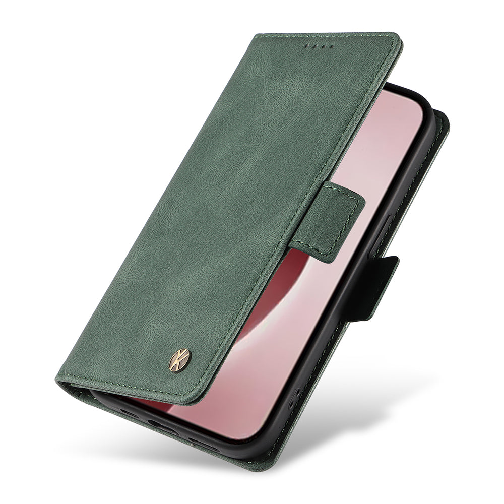 YIKATU YK-005 For iPhone 16 Pro Case Skin-Touch Leather Wallet Phone Cover - Green