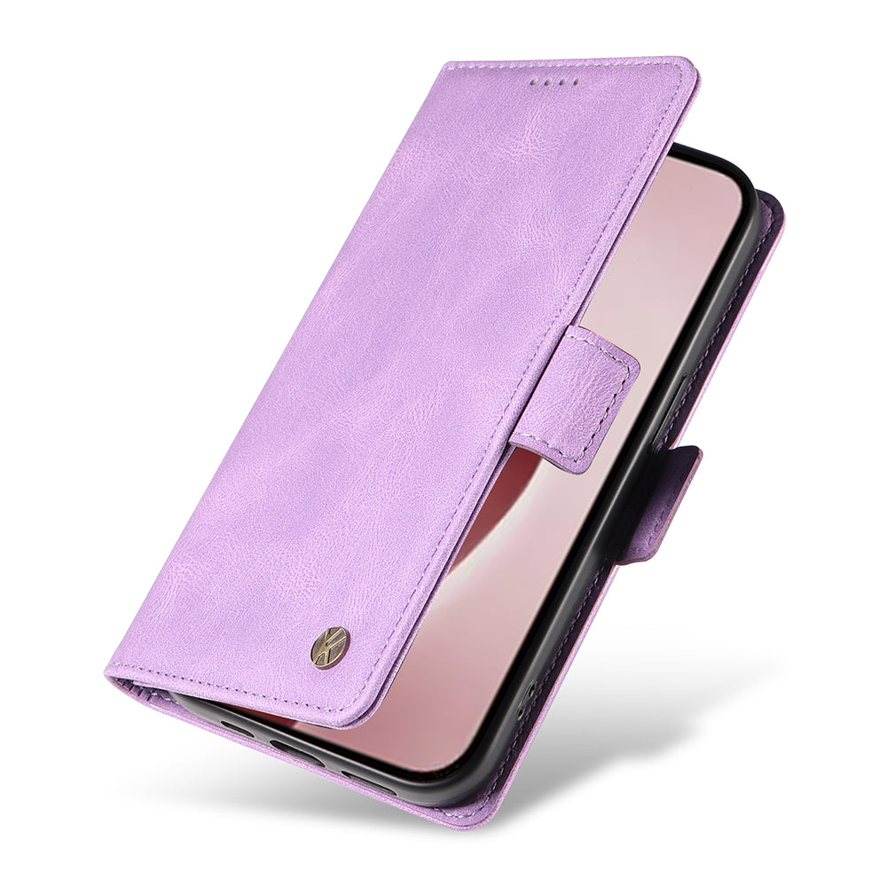 YIKATU YK-005 For iPhone 16 Pro Case Skin-Touch Leather Wallet Phone Cover - Purple