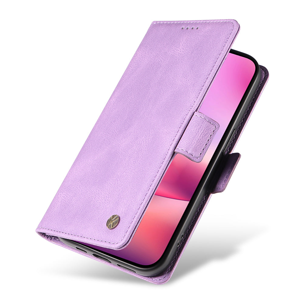 YIKATU YK-005 For iPhone 16 Case PU Leather Wallet Phone Cover Skin-Touch Feeling - Purple