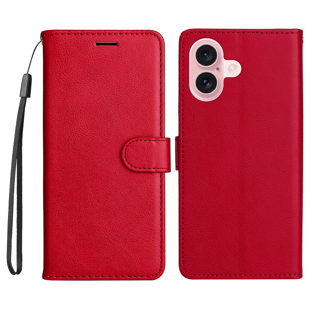 KT Leather Series-2 for iPhone 16 Case Card Slots Wallet Phone Leather Cover - Red