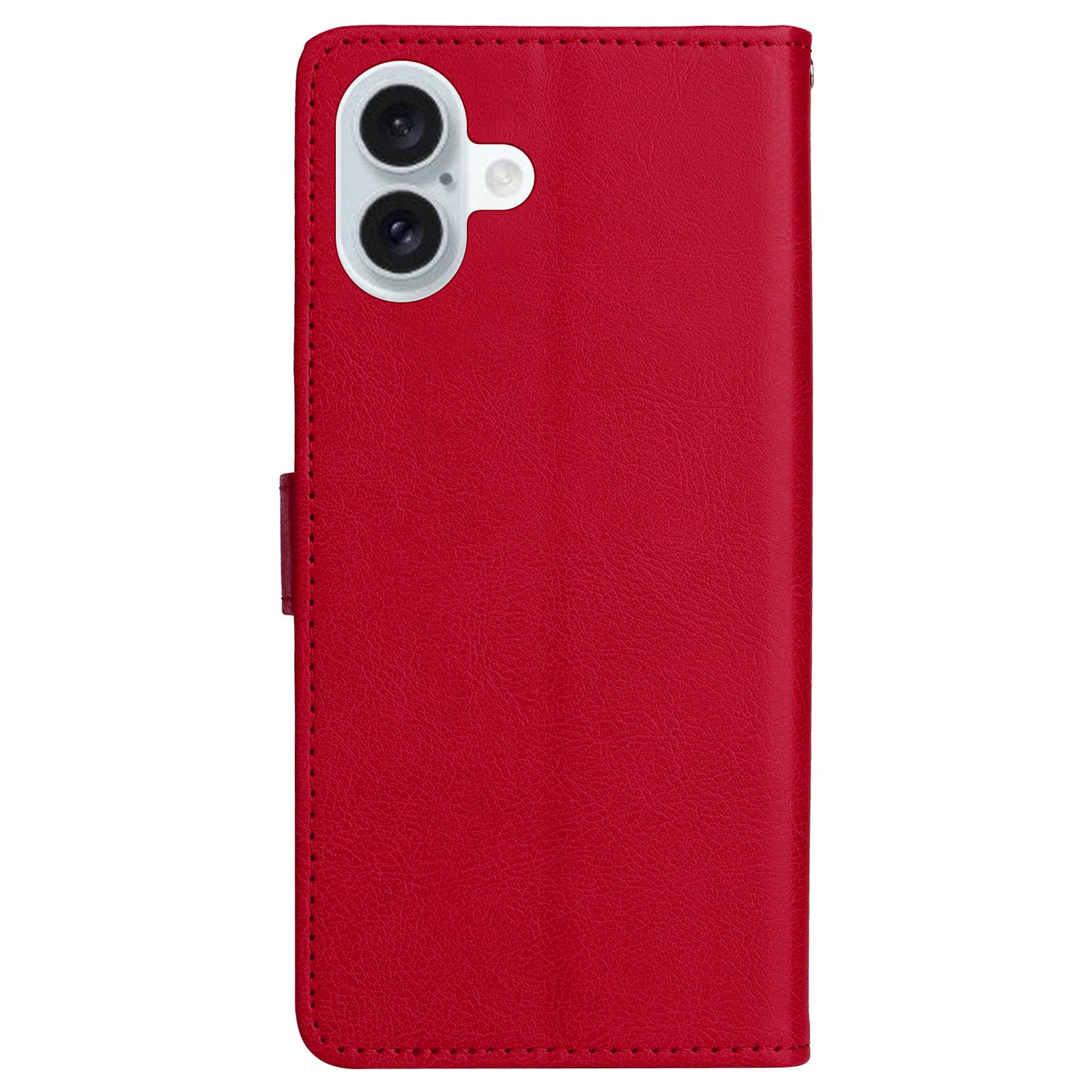 KT Leather Series-2 for iPhone 16 Plus Leather Case with Hand Strap Solid Color Phone Cover - Red