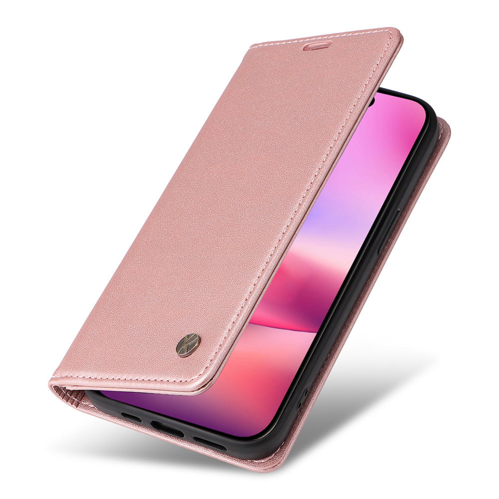 YIKATU YK-001 For iPhone 16 Case PU Leather Stand Wallet Protective Phone Cover - Rose Gold