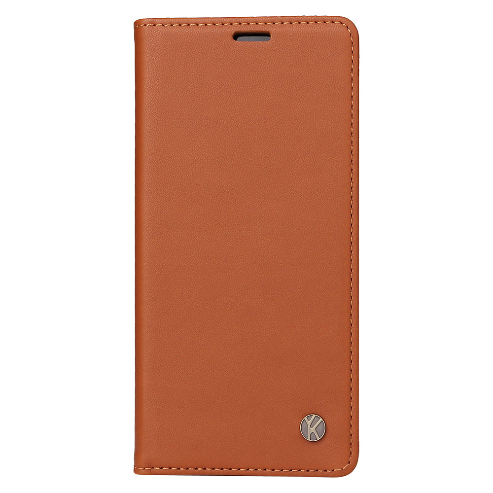 YIKATU YK-001 For iPhone 16 Case PU Leather Stand Wallet Protective Phone Cover - Brown