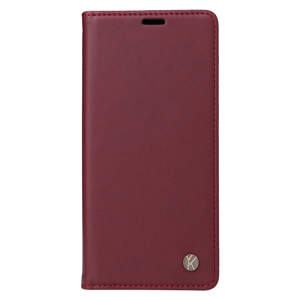 YIKATU YK-001 For iPhone 16 Case PU Leather Stand Wallet Protective Phone Cover - Wine Red