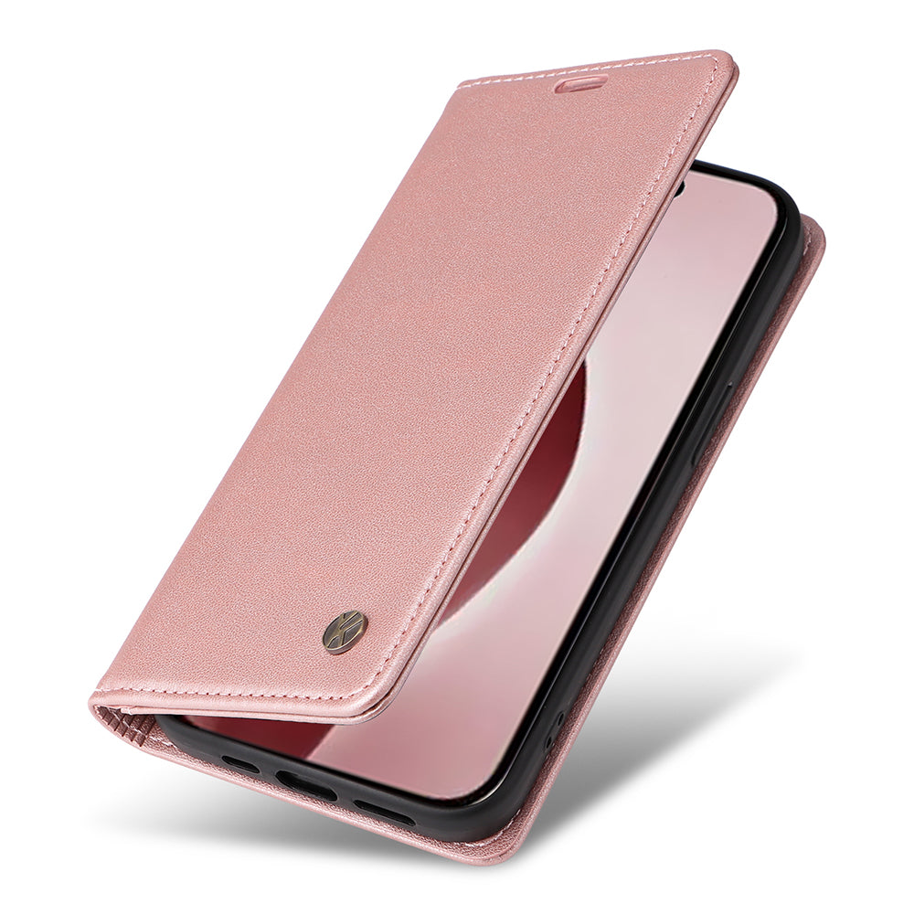 YIKATU YK-001 For iPhone 16 Pro Protective Case PU Leather Stand Wallet Phone Cover - Rose Gold