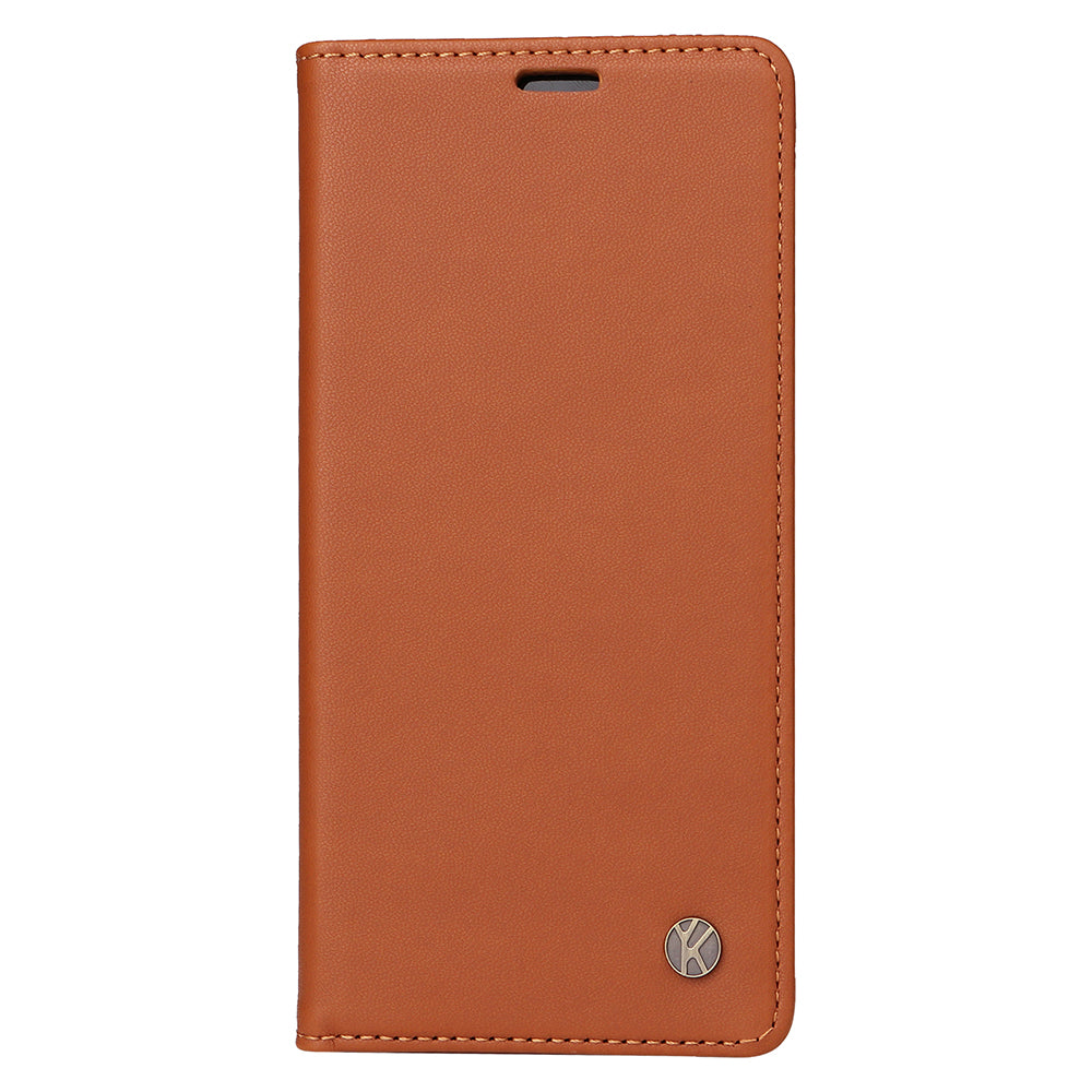 YIKATU YK-001 For iPhone 16 Pro Protective Case PU Leather Stand Wallet Phone Cover - Brown