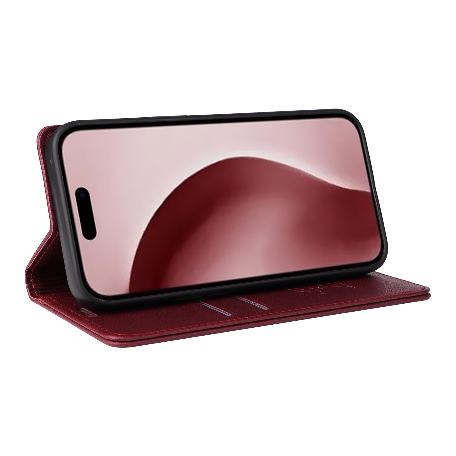 YIKATU YK-001 For iPhone 16 Pro Protective Case PU Leather Stand Wallet Phone Cover - Wine Red