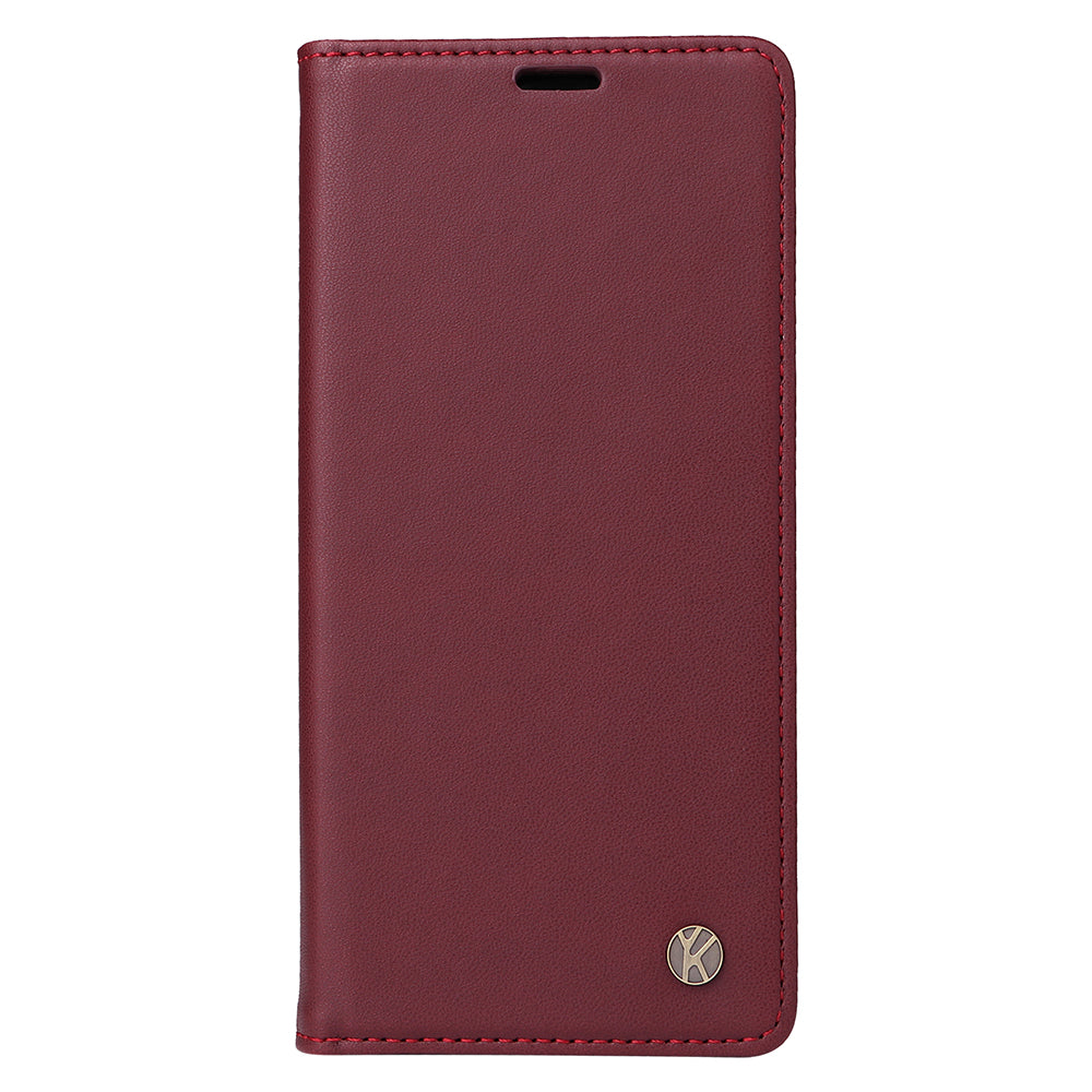 YIKATU YK-001 For iPhone 16 Pro Protective Case PU Leather Stand Wallet Phone Cover - Wine Red