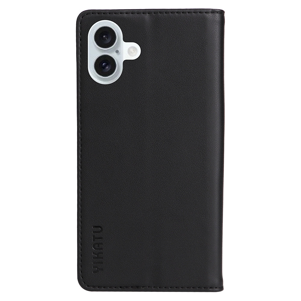 YIKATU YK-001 For iPhone 16 Plus Case Magnetic Closing Leather Phone Cover - Black