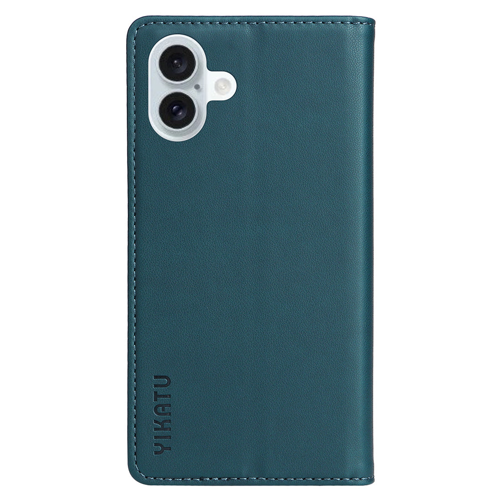 YIKATU YK-001 For iPhone 16 Plus Case Magnetic Closing Leather Phone Cover - Green