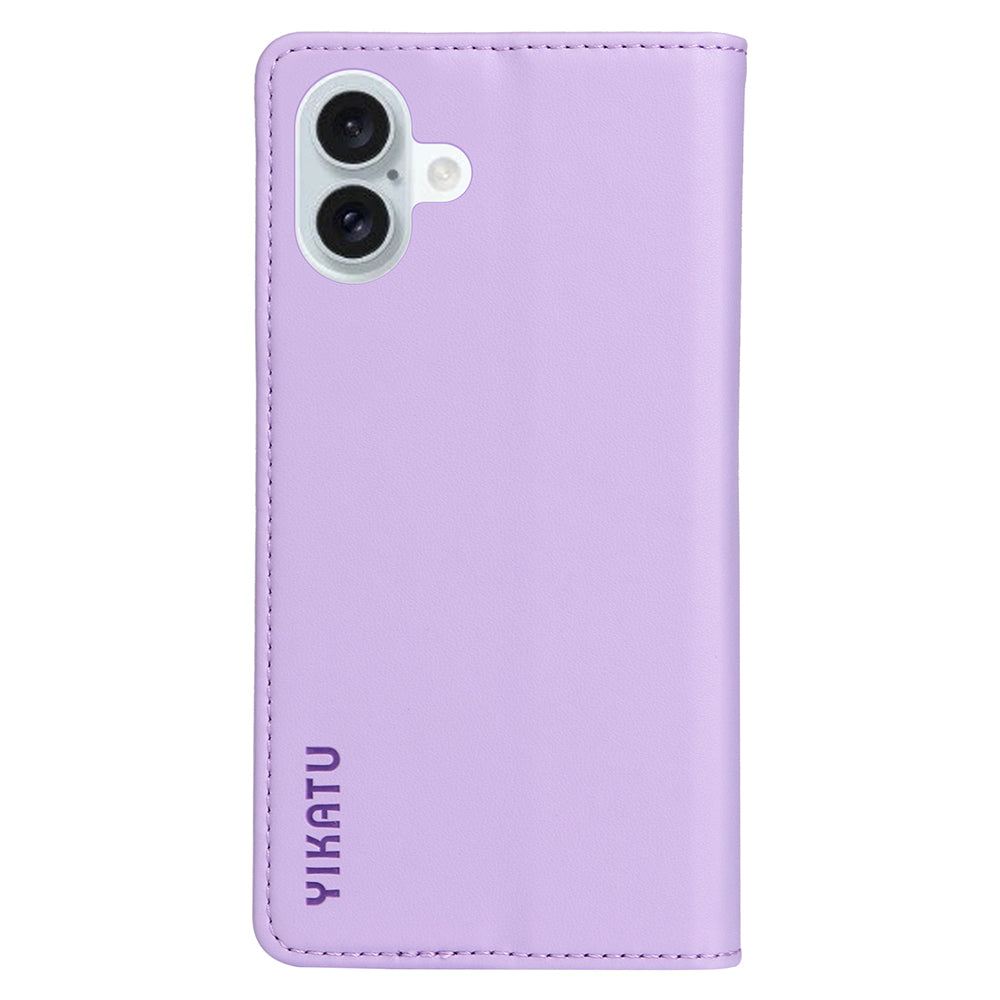 YIKATU YK-001 For iPhone 16 Plus Case Magnetic Closing Leather Phone Cover - Light Purple