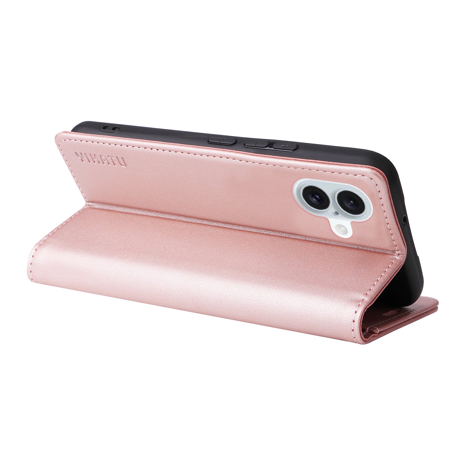 YIKATU YK-001 For iPhone 16 Plus Case Magnetic Closing Leather Phone Cover - Rose Gold