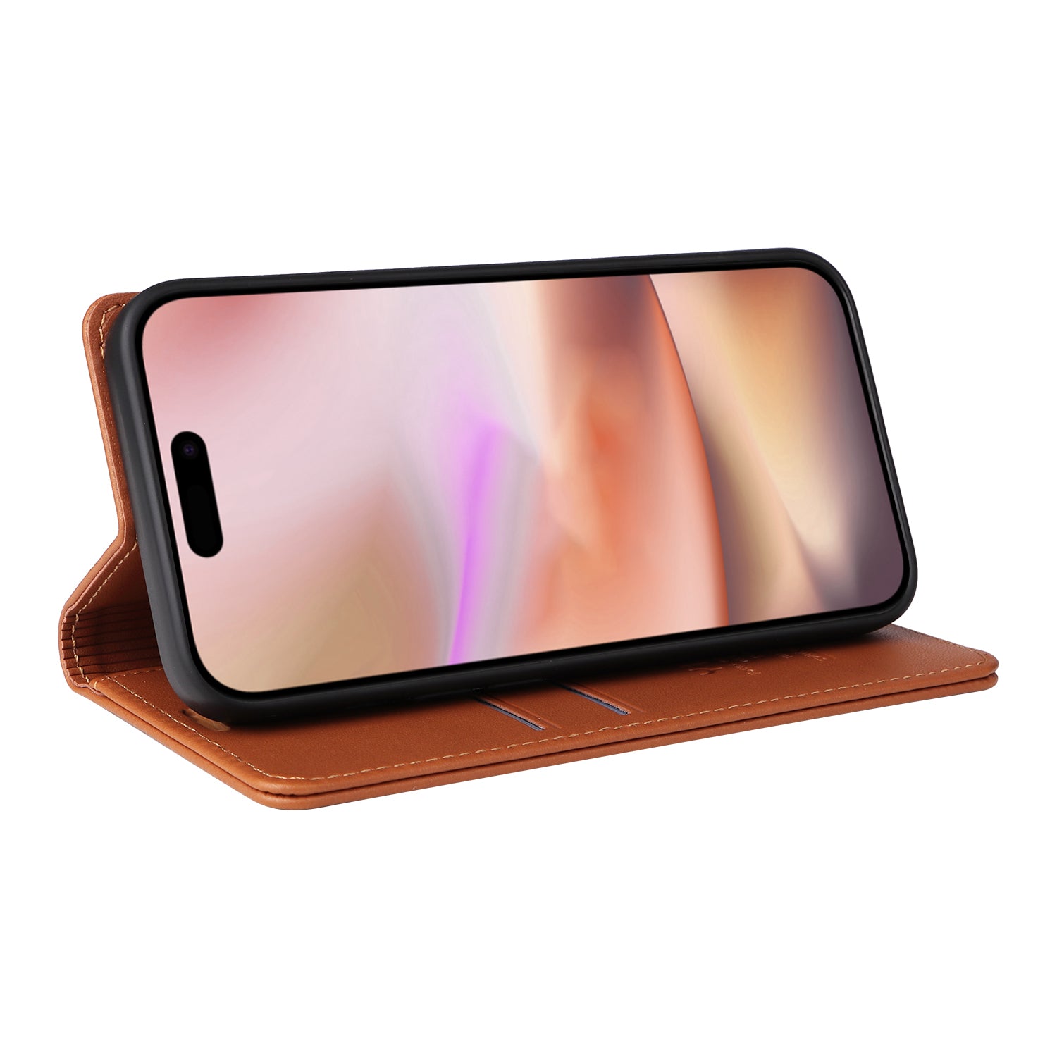 YIKATU YK-001 For iPhone 16 Plus Case Magnetic Closing Leather Phone Cover - Brown