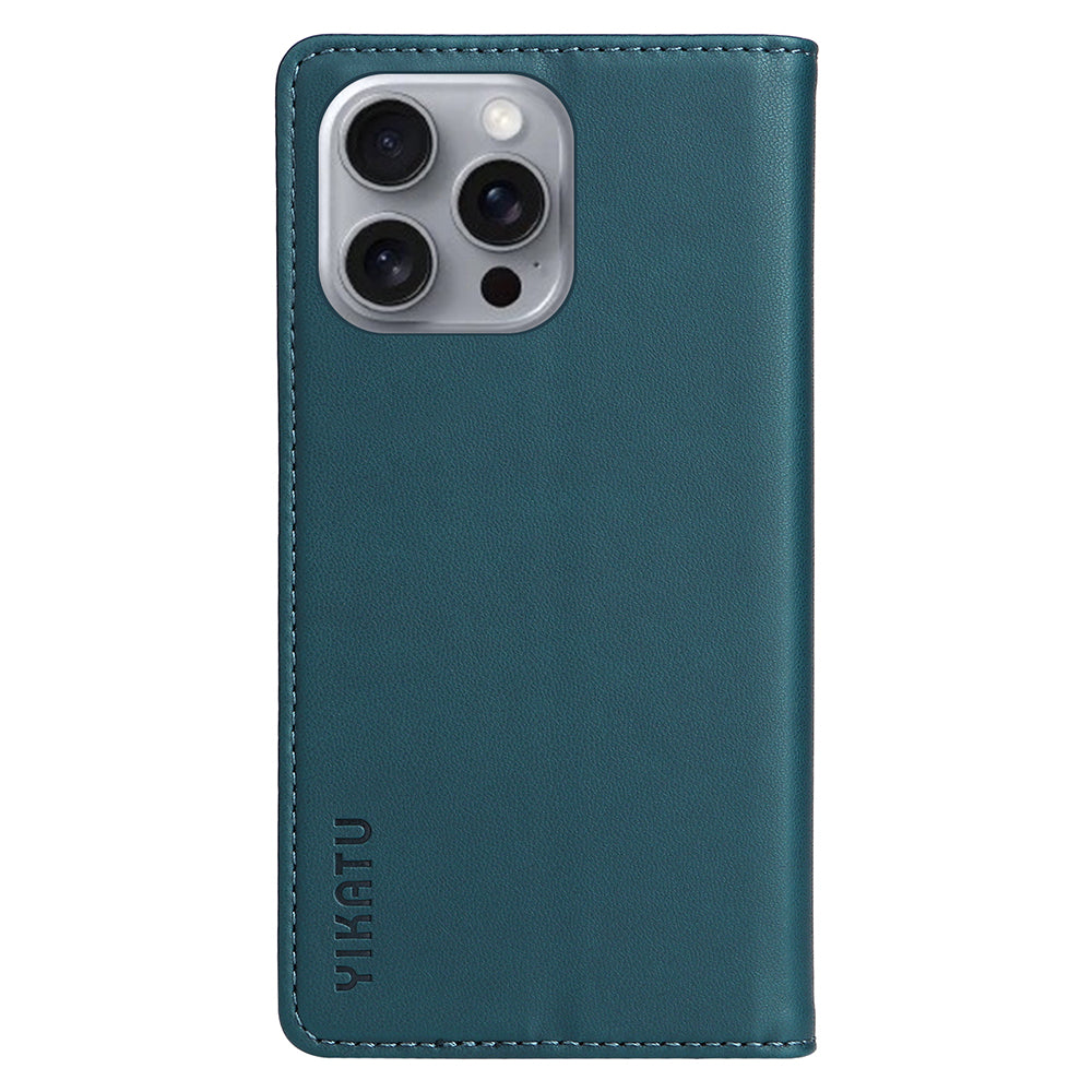 YIKATU YK-001 For iPhone 16 Pro Max Stand Case PU Leather Wallet Phone Cover - Green